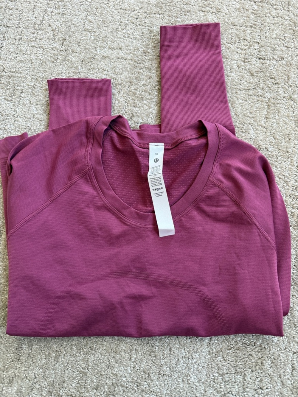🍋 Lululemon Swiftly Tech Long Sleeve 2.0 Race/waist Length Washed Mauve size 10 - Picture 2 of 6